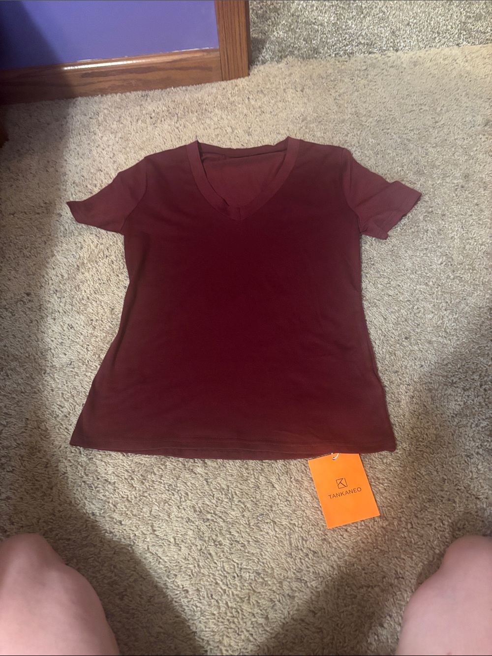 TankNAnco Women’s V-Neck Short Sleeve Top - Burgundy